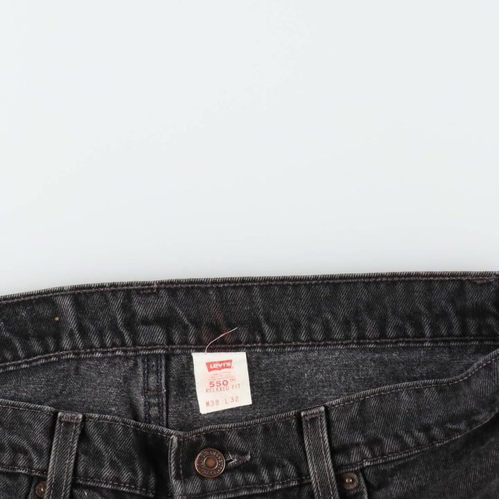 90'S Levi's 550-0260 Relaxed Fit Black Denim Tapered Jeans, Made in USA, Men's W37 (approx.), Vintage cotton black type Vintage Second Hand