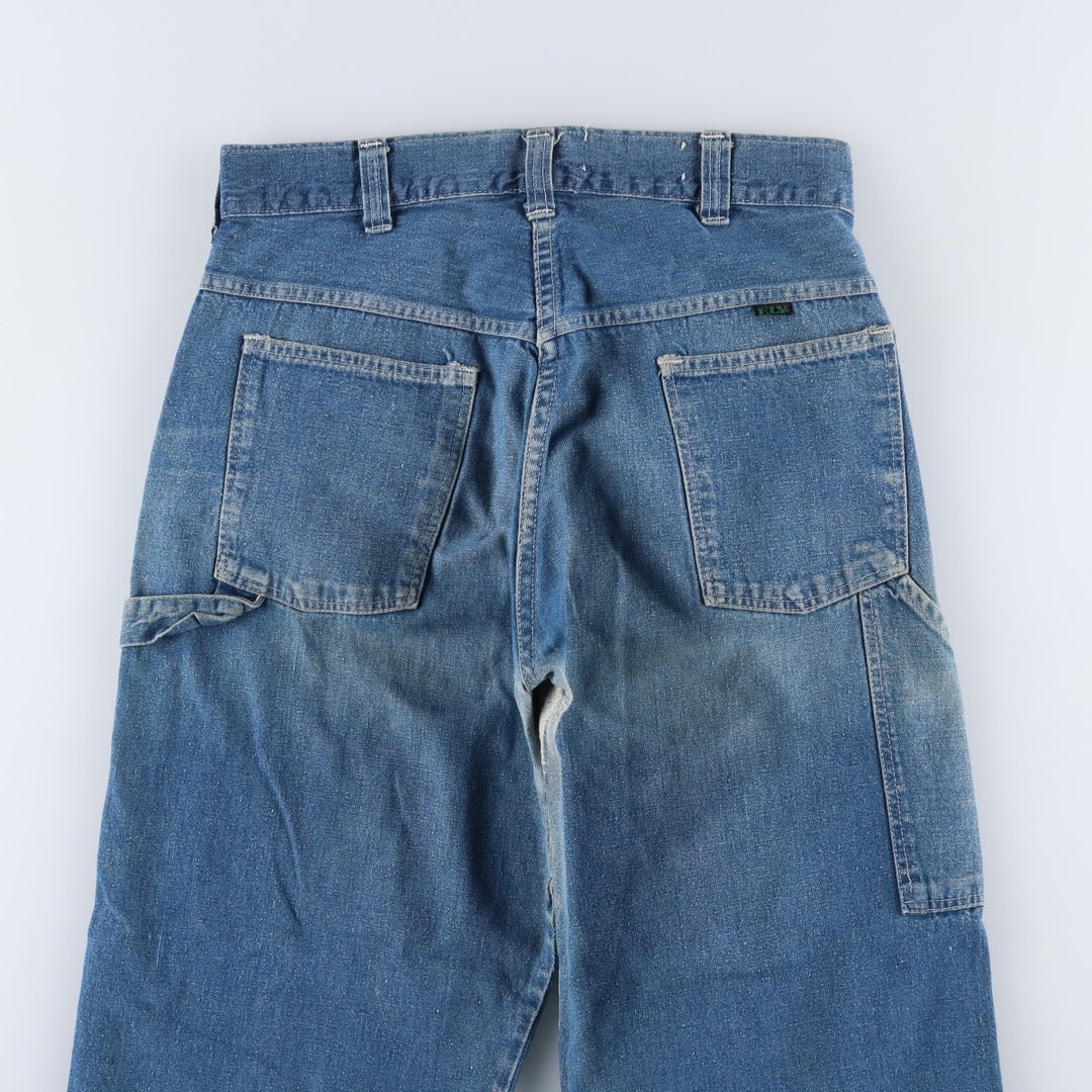 70s-80'S ELY denim painter pants, men's size W30 equivalent, vintage. unclear blue type Vintage Second Hand