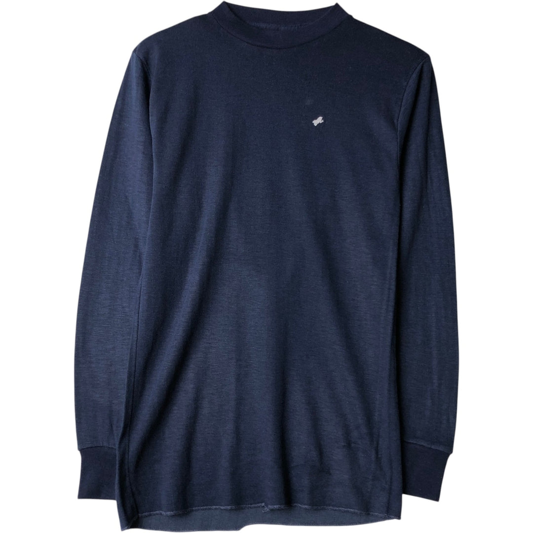 70s-80'S Sears Winter Skins Long-Sleeve T-Shirt, Men's Size L (approx.), Vintage polyester navy blue type Vintage Second Hand
