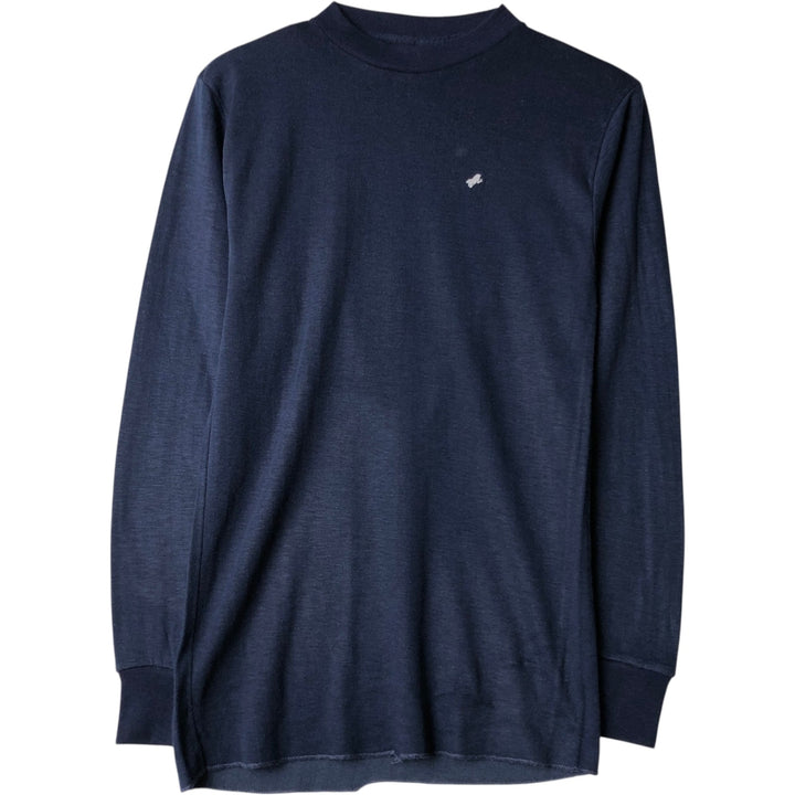 70s-80'S Sears Winter Skins Long-Sleeve T-Shirt, Men's Size L (approx.), Vintage polyester navy blue type Vintage Second Hand