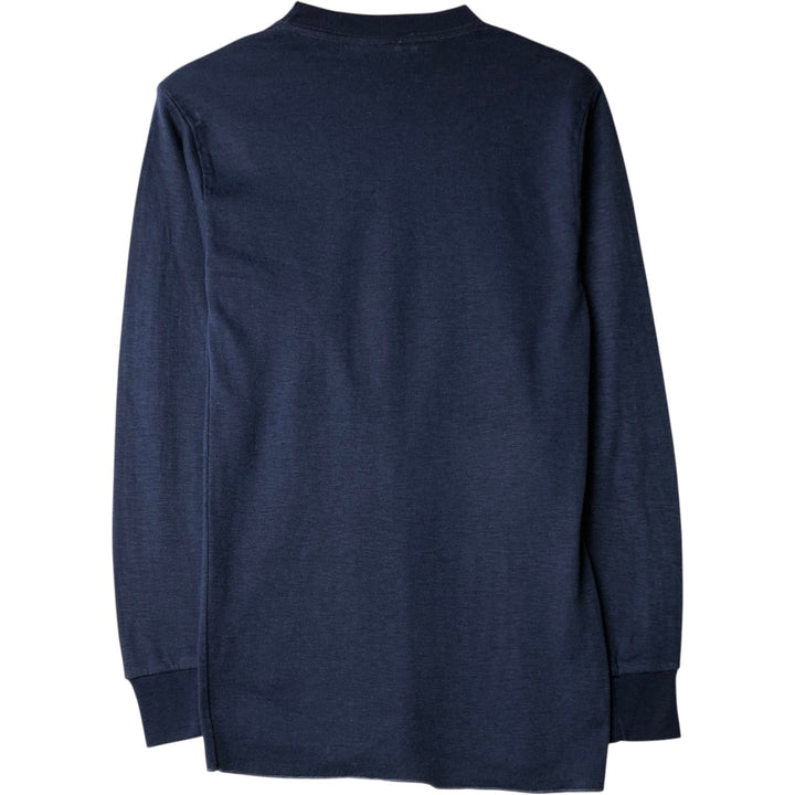 70s-80'S Sears Winter Skins Long-Sleeve T-Shirt, Men's Size L (approx.), Vintage polyester navy blue type Vintage Second Hand