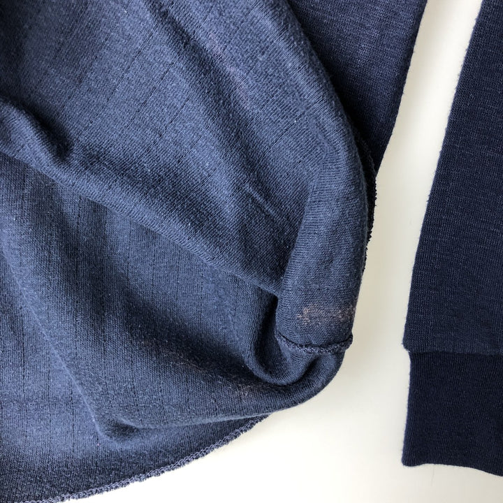 70s-80'S Sears Winter Skins Long-Sleeve T-Shirt, Men's Size L (approx.), Vintage polyester navy blue type Vintage Second Hand