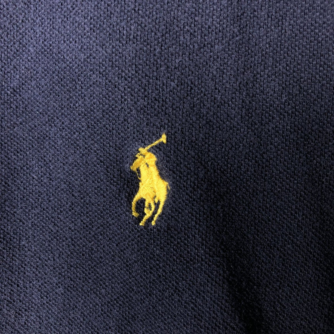 Ralph Lauren POLO by Ralph Lauren Hooded Long-Sleeve T-Shirt (Men's Size L) cotton navy blue type Vintage Second Hand