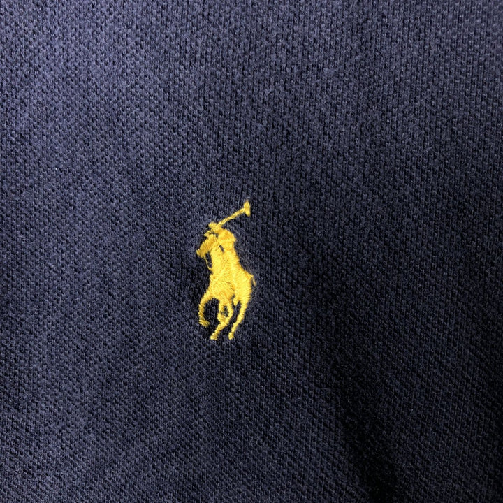 Ralph Lauren POLO by Ralph Lauren Hooded Long-Sleeve T-Shirt (Men's Size L) cotton navy blue type Vintage Second Hand