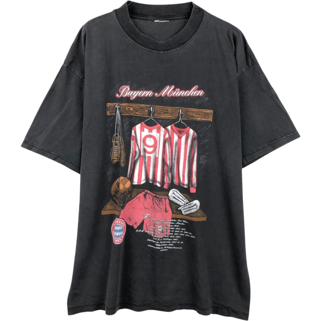 BUNDESLIGA BAYERN MUNICH Sports Print T-Shirt (Men's Size L) unclear black type Vintage Second Hand