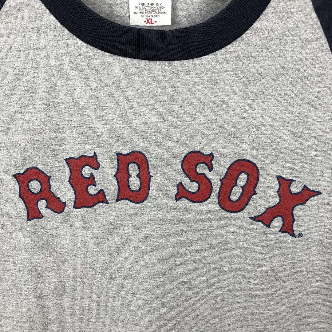 2000'S Lee SPORT MLB Boston Red Sox 3/4 Sleeve Two-Tone Sports Print T-Shirt (Men's XL equivalent) cotton navy blue type Vintage Second Hand