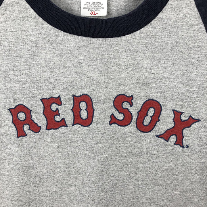 2000'S Lee SPORT MLB Boston Red Sox 3/4 Sleeve Two-Tone Sports Print T-Shirt (Men's XL equivalent) cotton navy blue type Vintage Second Hand