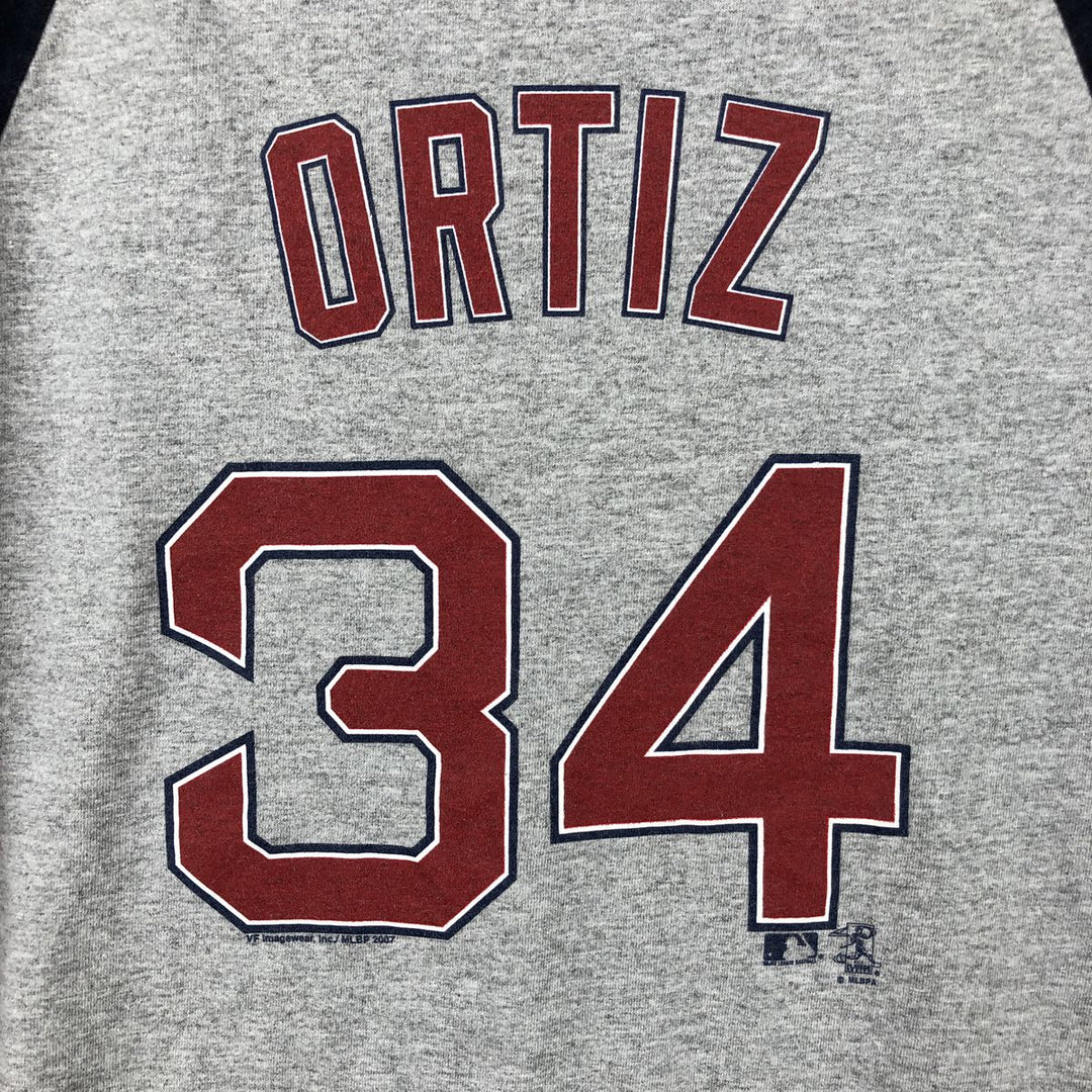 2000'S Lee SPORT MLB Boston Red Sox 3/4 Sleeve Two-Tone Sports Print T-Shirt (Men's XL equivalent) cotton navy blue type Vintage Second Hand