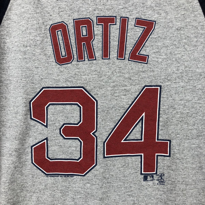 2000'S Lee SPORT MLB Boston Red Sox 3/4 Sleeve Two-Tone Sports Print T-Shirt (Men's XL equivalent) cotton navy blue type Vintage Second Hand