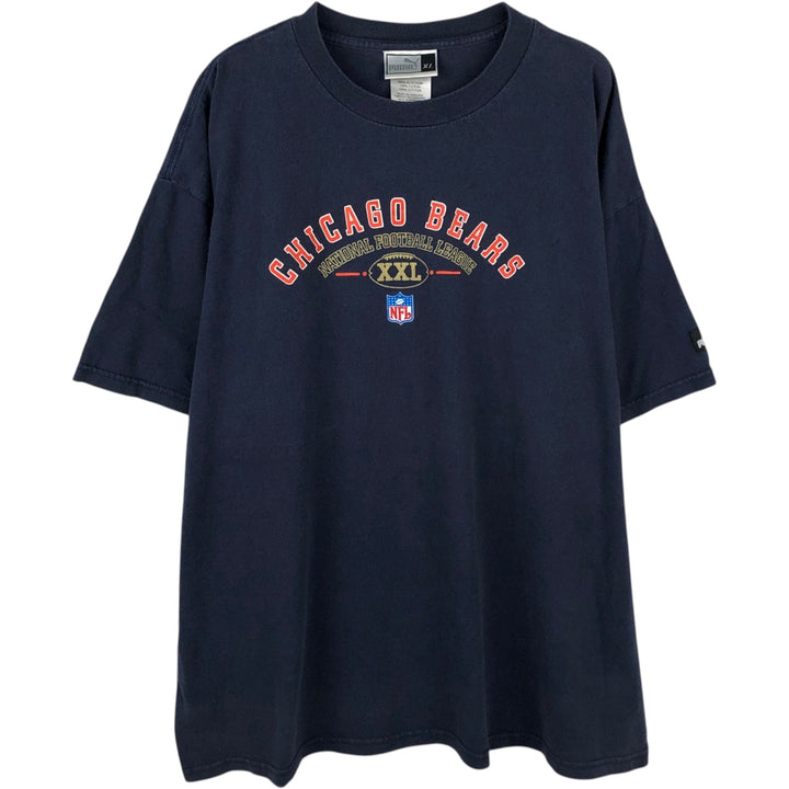 90s-00'S Puma NFL Chicago Bears sports print T-shirt, men's size XL equivalent, vintage. cotton navy blue type Vintage Second Hand