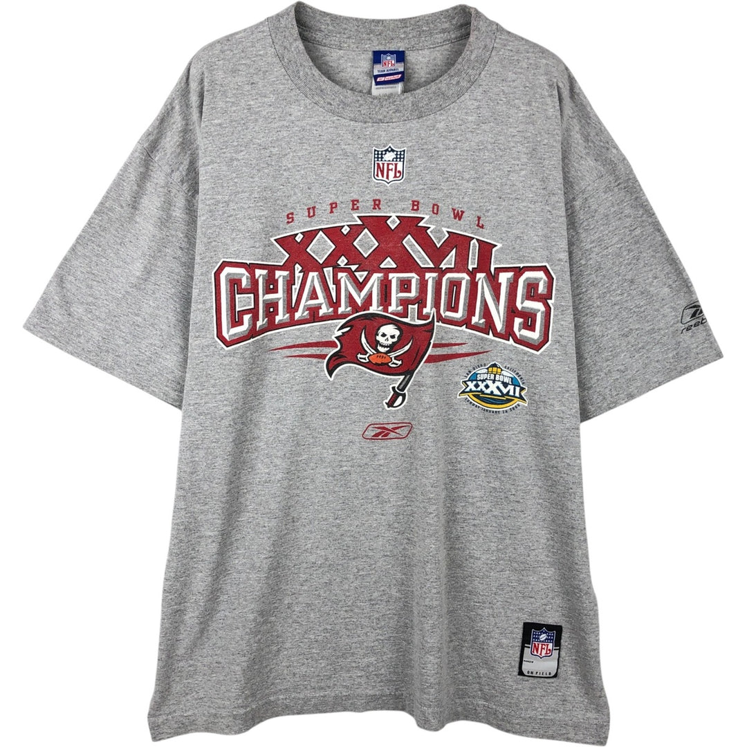 2000'S Reebok NFL Tampa Bay Buccaneers sports print T-shirt, men's size L (approx.) cotton gray type Vintage Second Hand