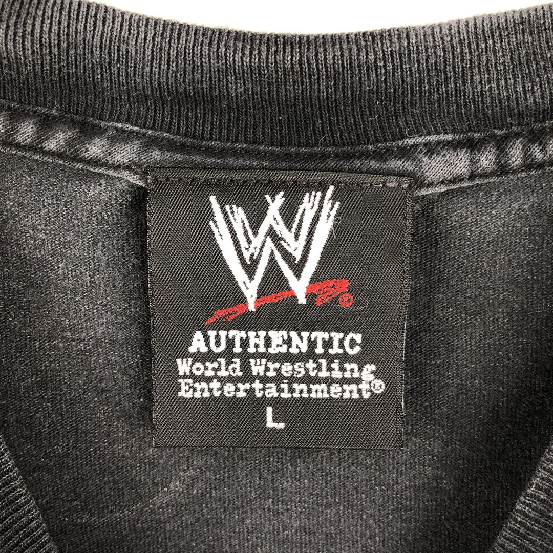 WWE AUTHENTIC Randy Orton Pro Wrestling Sports Print T-Shirt (Men's Size L) cotton black type Vintage Second Hand