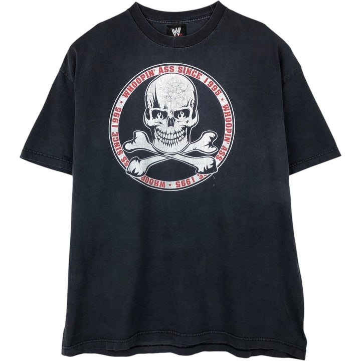 2000'S WWE Stone Cold Steve Austin Skull Pattern Pro Wrestling Sports Print T-Shirt, Men's XXL equivalent. unclear black type Vintage Second Hand