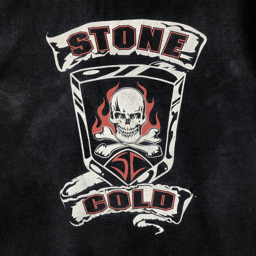 2000'S WWE Stone Cold Steve Austin Skull Pattern Pro Wrestling Sports Print T-Shirt, Men's XXL equivalent. unclear black type Vintage Second Hand
