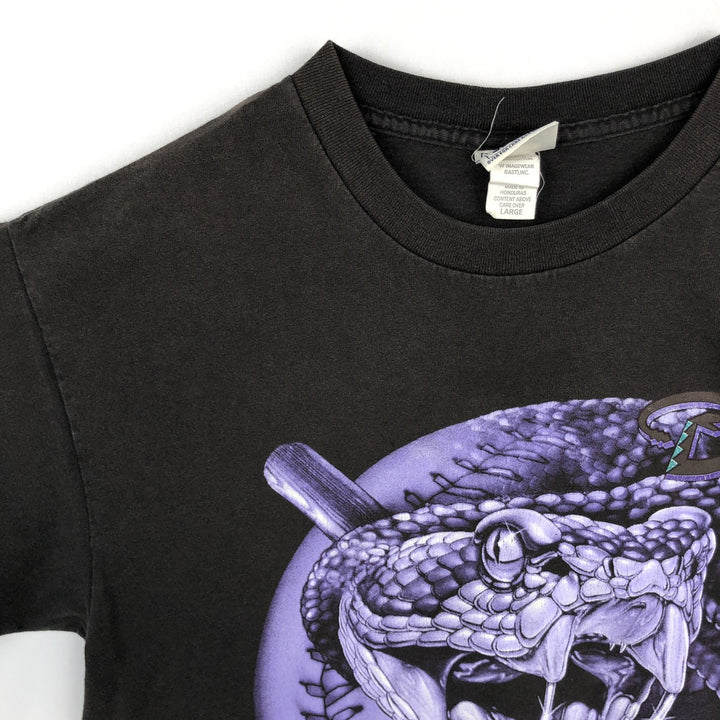 2000'S Lee SPORT MLB Arizona Diamondbacks Snake/Python Pattern Sports Print T-Shirt (Men's Size L) cotton black type Vintage Second Hand