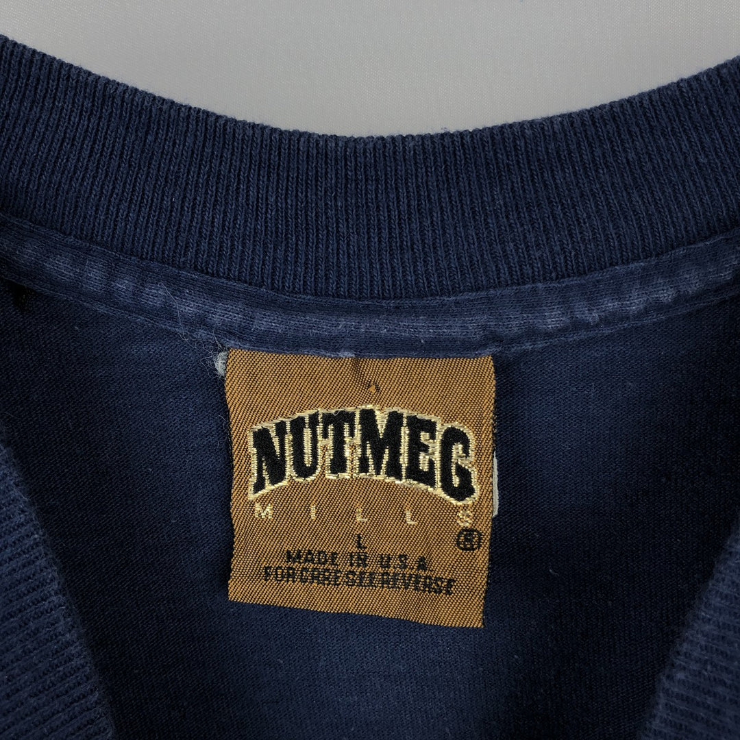 90'S NUTMEG NFL Dallas Cowboys Logo Print T-Shirt, Made in USA, Men's Size L (approx.), Vintage cotton navy blue type Vintage Second Hand