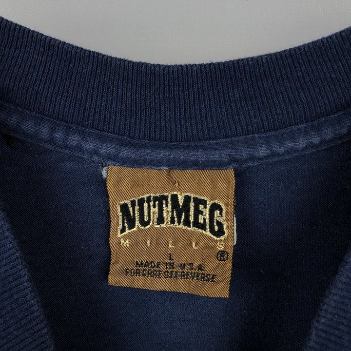 90'S NUTMEG NFL Dallas Cowboys Logo Print T-Shirt, Made in USA, Men's Size L (approx.), Vintage cotton navy blue type Vintage Second Hand