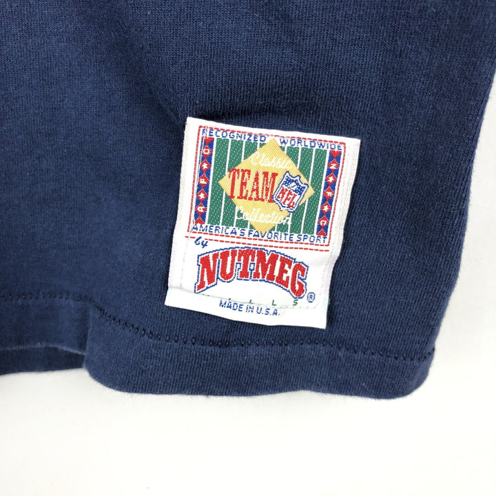 90'S NUTMEG NFL Dallas Cowboys Logo Print T-Shirt, Made in USA, Men's Size L (approx.), Vintage cotton navy blue type Vintage Second Hand