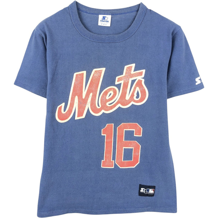 90'S Starter MLB New York Mets sports print T-shirt, Made in USA, Men's size M cotton navy blue type Vintage Second Hand
