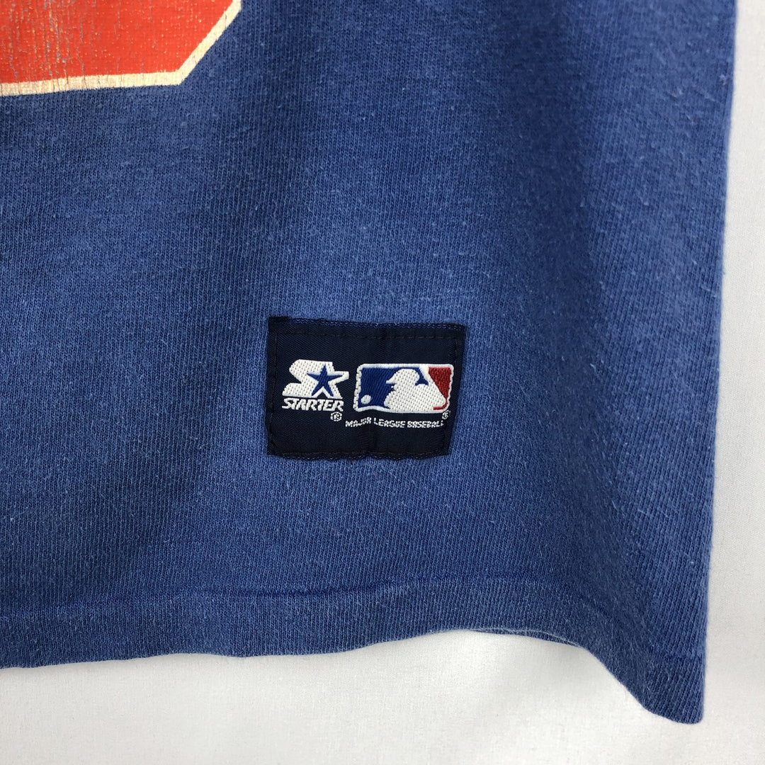 90'S Starter MLB New York Mets sports print T-shirt, Made in USA, Men's size M cotton navy blue type Vintage Second Hand