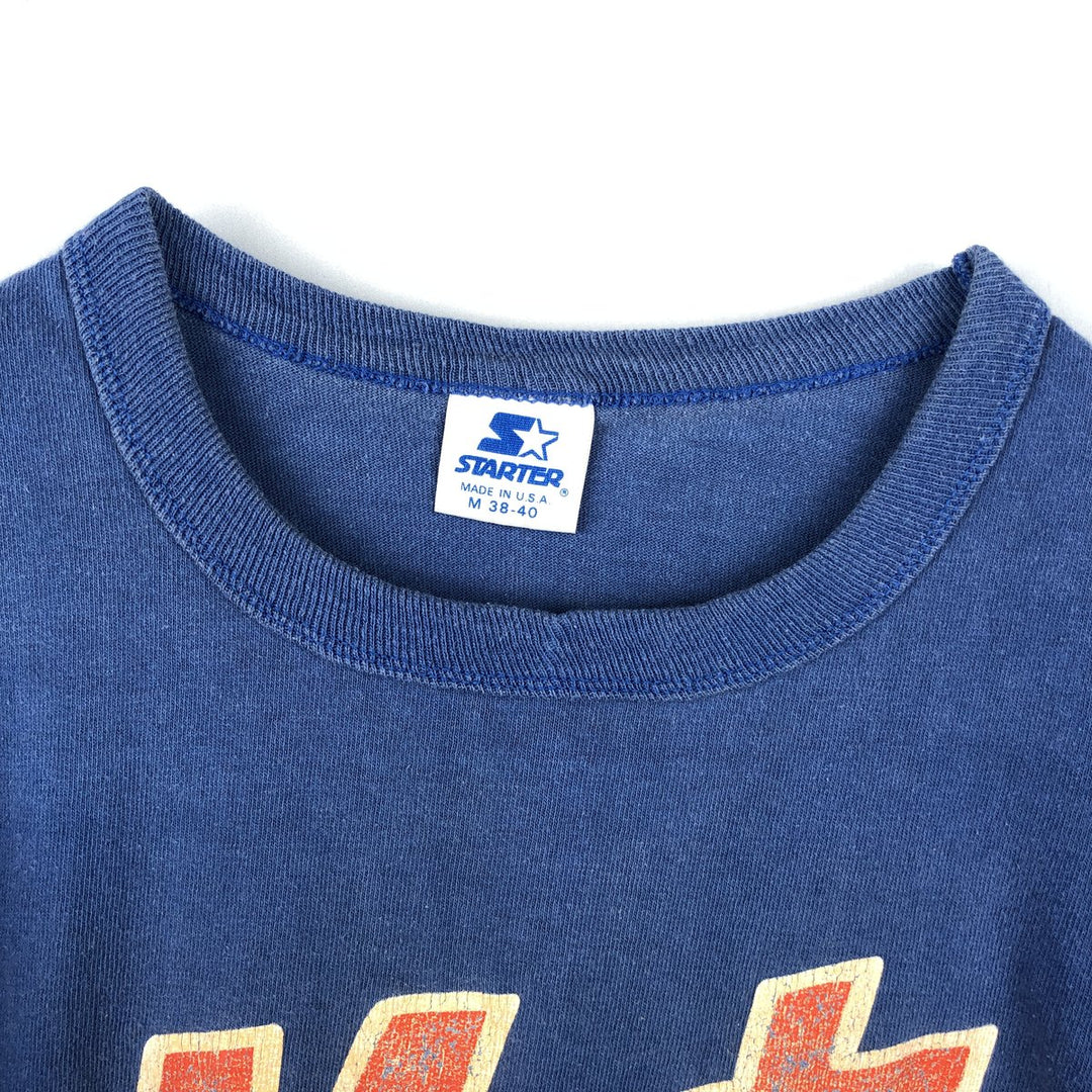 90'S Starter MLB New York Mets sports print T-shirt, Made in USA, Men's size M cotton navy blue type Vintage Second Hand