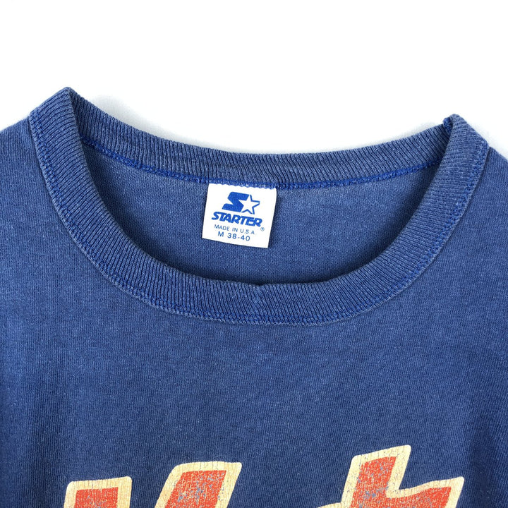 90'S Starter MLB New York Mets sports print T-shirt, Made in USA, Men's size M cotton navy blue type Vintage Second Hand