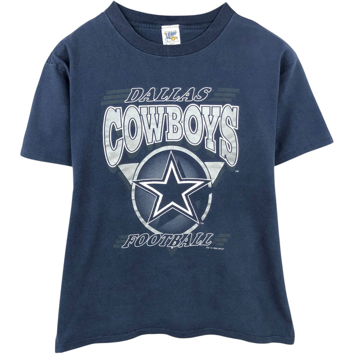 90'S Official Fan Sportswear NFL Dallas Cowboys Logo Print T-Shirt, Made in USA, Men's Size L (Equivalent), Vintage cotton navy blue type Vintage Second Hand
