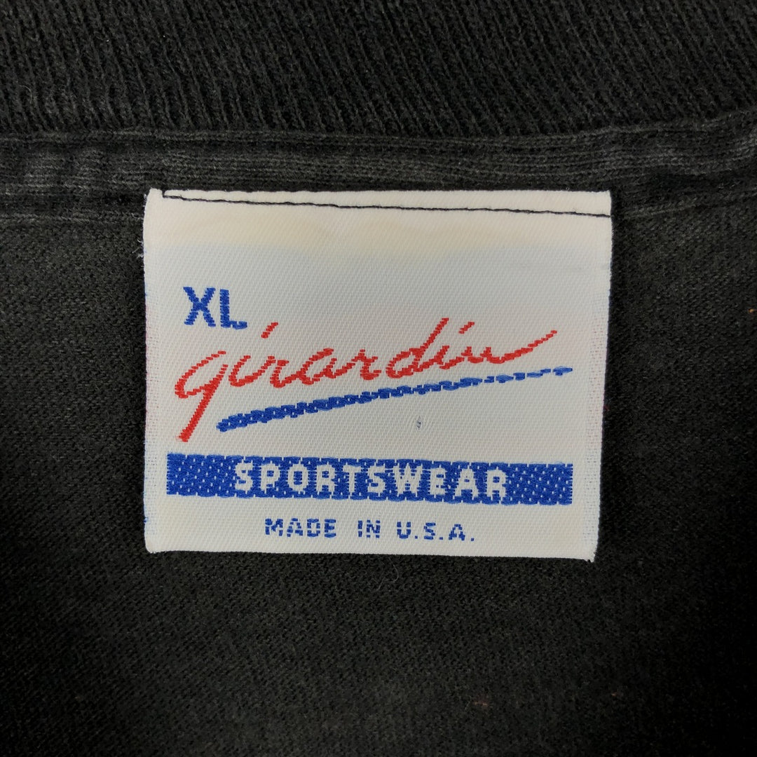 80s-90'S Girardin all-over print striped multi-stripe T-shirt, made in USA, men's size XL equivalent, vintage. cotton black type Vintage Second Hand