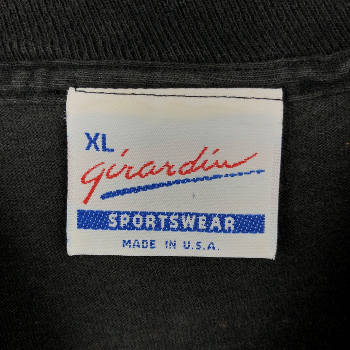 80s-90'S Girardin all-over print striped multi-stripe T-shirt, made in USA, men's size XL equivalent, vintage. cotton black type Vintage Second Hand