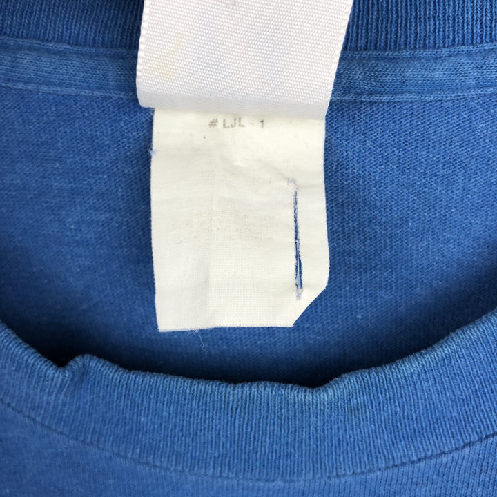90'S Logo 7 MLB Chicago Cubs sports print T-shirt, Made in USA, Men's size L equivalent, Vintage unclear blue type Vintage Second Hand
