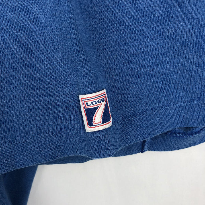 90'S Logo 7 MLB Chicago Cubs sports print T-shirt, Made in USA, Men's size L equivalent, Vintage unclear blue type Vintage Second Hand