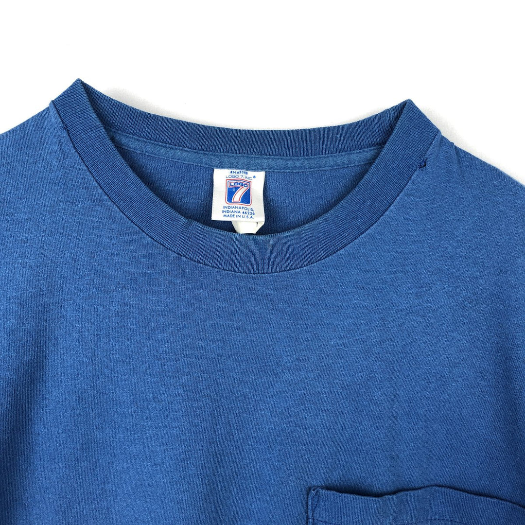 90'S Logo 7 MLB Chicago Cubs sports print T-shirt, Made in USA, Men's size L equivalent, Vintage unclear blue type Vintage Second Hand