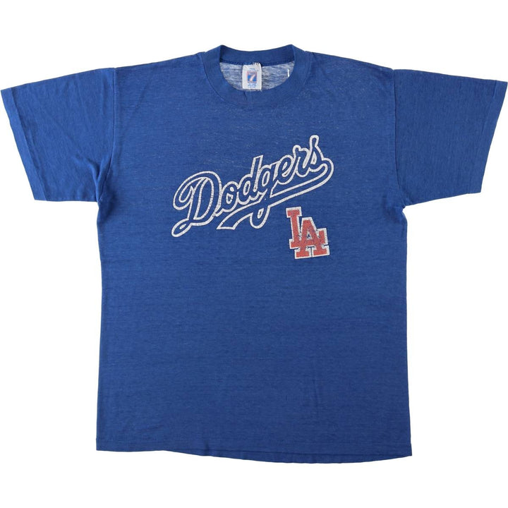 90'S LOGO7 MLB Los Angeles Dodgers Sports Print T-Shirt, Made in USA, Men's Size L (Equivalent), Vintage polyester blue type Vintage Second Hand