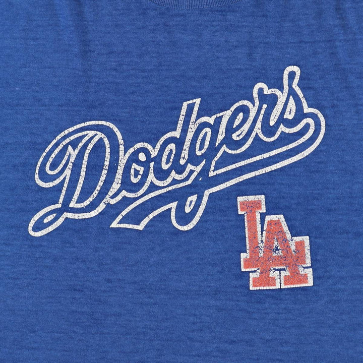 90'S LOGO7 MLB Los Angeles Dodgers Sports Print T-Shirt, Made in USA, Men's Size L (Equivalent), Vintage polyester blue type Vintage Second Hand