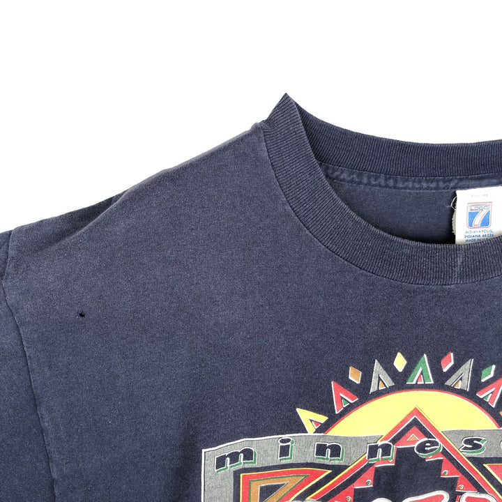 90'S Logo Seven MLB Minnesota Twins Sports Print T-Shirt, Made in USA, Men's Size L (approx.), Vintage cotton navy blue type Vintage Second Hand