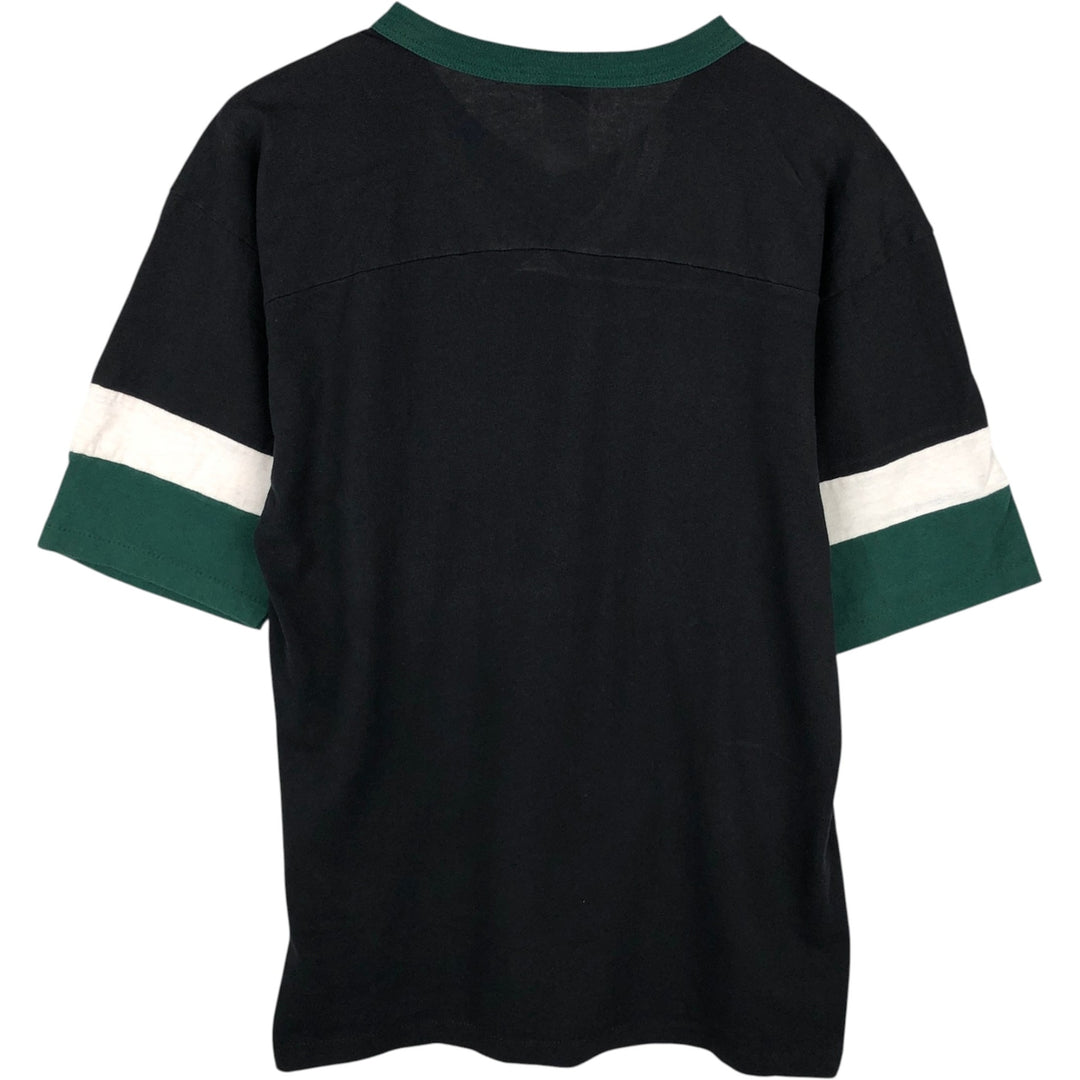 90s-00'S GTS NHL Dallas Stars V-neck Football T-shirt, 3/4 sleeve, Made in USA, Men's Size M (approx.), Vintage cotton black type Vintage Second Hand