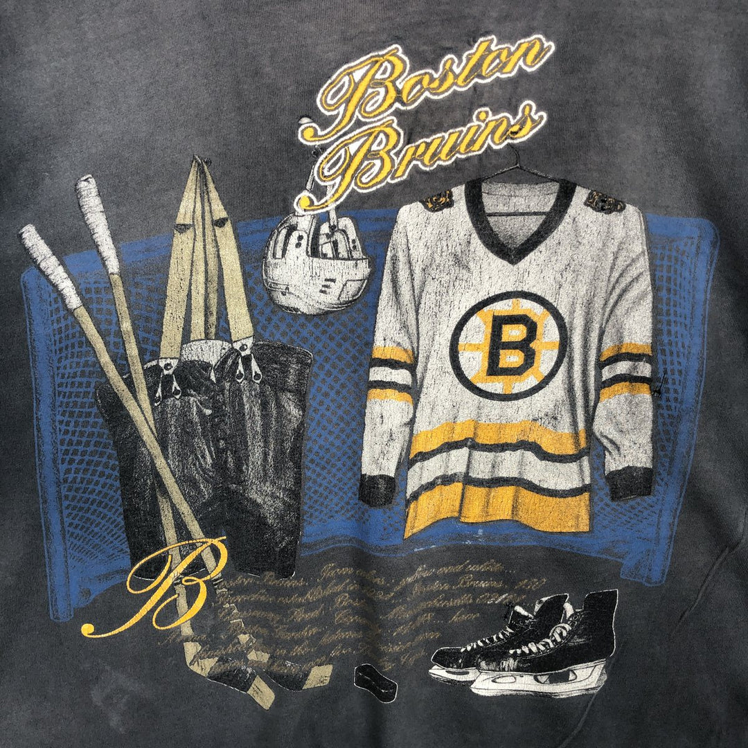90'S NUTMEG NHL BOSTON BRUINS Sports Print T-Shirt, Made in Canada, Men's XL equivalent, Vintage cotton Charcoal Vintage Second Hand