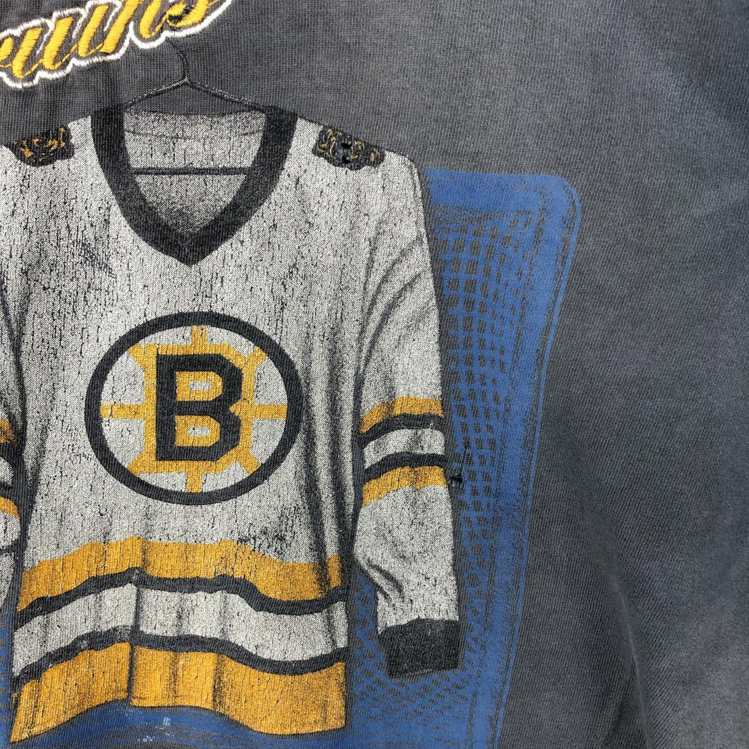 90'S NUTMEG NHL BOSTON BRUINS Sports Print T-Shirt, Made in Canada, Men's XL equivalent, Vintage cotton Charcoal Vintage Second Hand