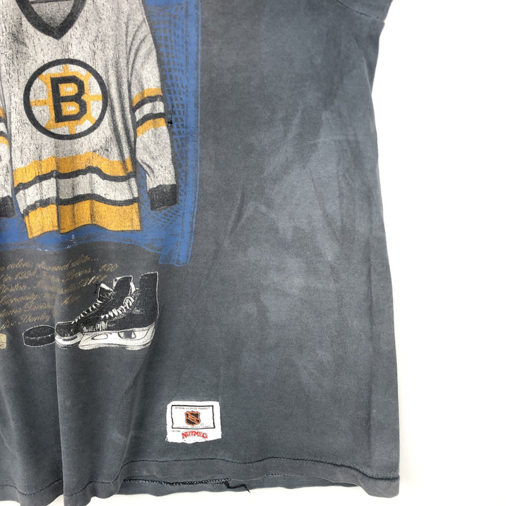 90'S NUTMEG NHL BOSTON BRUINS Sports Print T-Shirt, Made in Canada, Men's XL equivalent, Vintage cotton Charcoal Vintage Second Hand