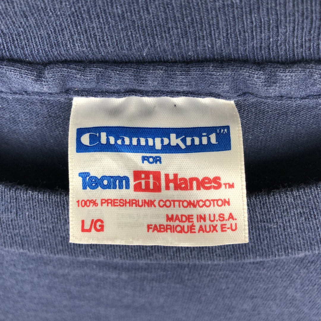 90'S Hanes Champknit MLB Atlanta Braves Sports Print T-Shirt, Made in USA, Men's Size L (approx.) cotton navy blue type Vintage Second Hand