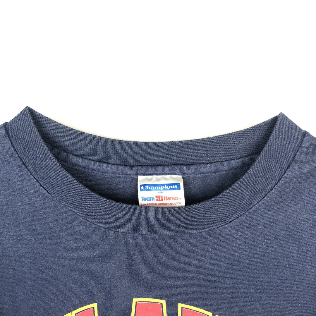 90'S Hanes Champknit MLB Atlanta Braves Sports Print T-Shirt, Made in USA, Men's Size L (approx.) cotton navy blue type Vintage Second Hand