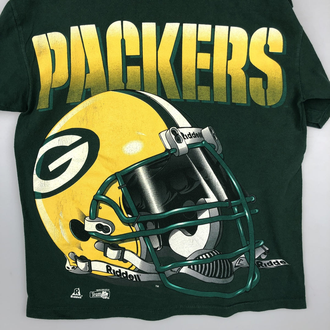 90'S RIDDELL Green Bay Packers Large Print Sports T-Shirt, Made in USA, Men's Size M (approx.) cotton green type Vintage Second Hand