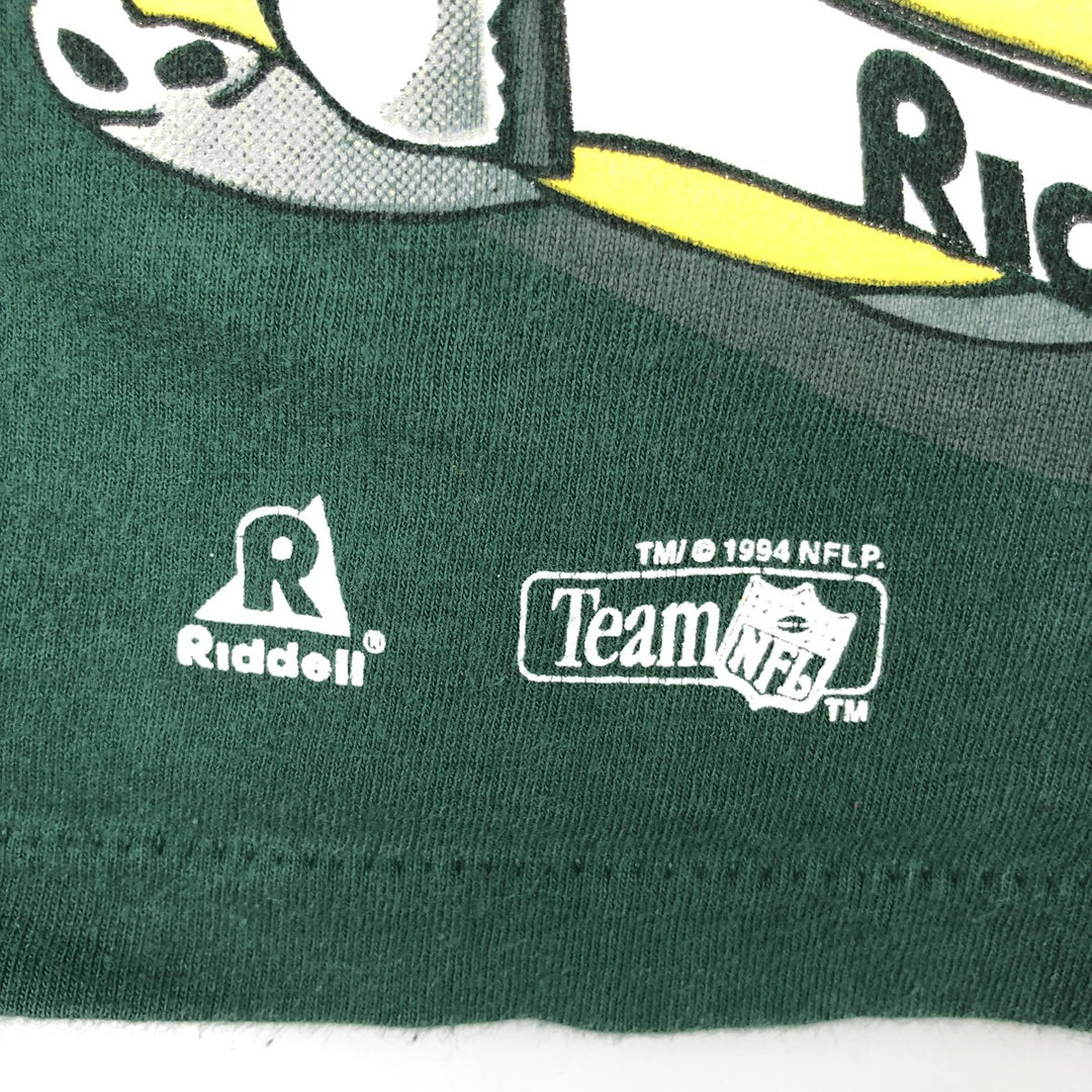 90'S RIDDELL Green Bay Packers Large Print Sports T-Shirt, Made in USA, Men's Size M (approx.) cotton green type Vintage Second Hand