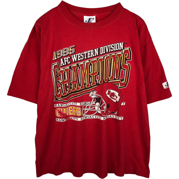 90'S Logo Athletic NFL Kansas City Chiefs Sports Print T-Shirt, Made in USA, Men's XL equivalent, Vintage cotton red type Vintage Second Hand
