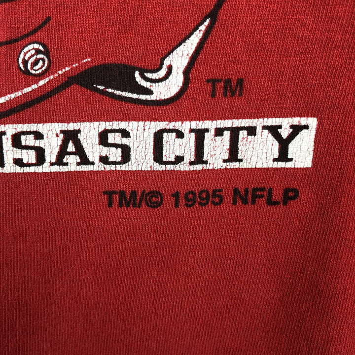 90'S Logo Athletic NFL Kansas City Chiefs Sports Print T-Shirt, Made in USA, Men's XL equivalent, Vintage cotton red type Vintage Second Hand