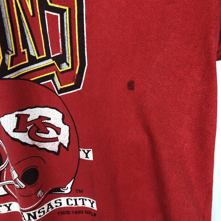 90'S Logo Athletic NFL Kansas City Chiefs Sports Print T-Shirt, Made in USA, Men's XL equivalent, Vintage cotton red type Vintage Second Hand