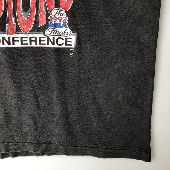 90'S SALEM NBA PORTLAND TRAIL BLAZERS sports t-shirt, made in USA, men's size XL (approx.) cotton black type Vintage Second Hand