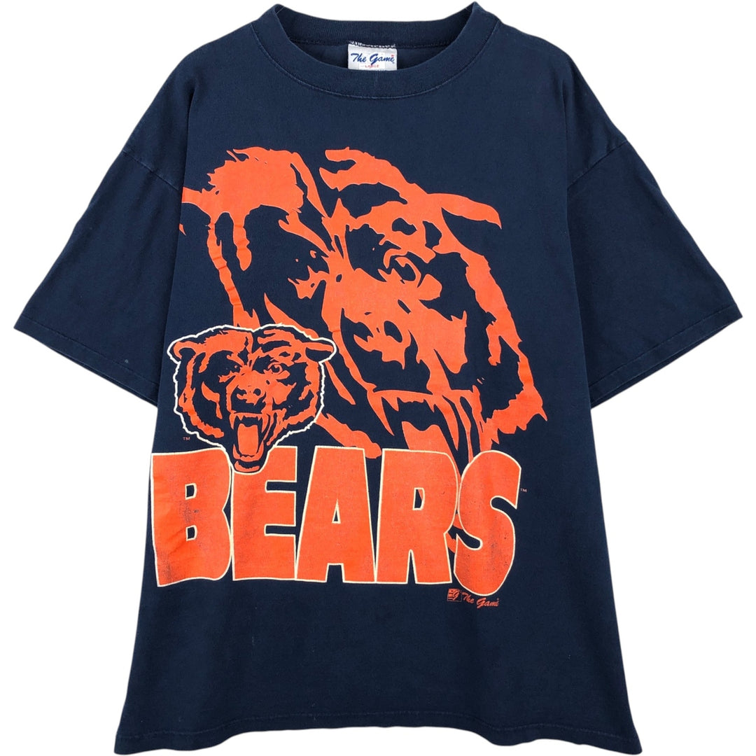 90'S The Game NFL CHICAGO BEARS Sports Print T-Shirt, Men's Size L (approx.), Vintage cotton navy blue type Vintage Second Hand