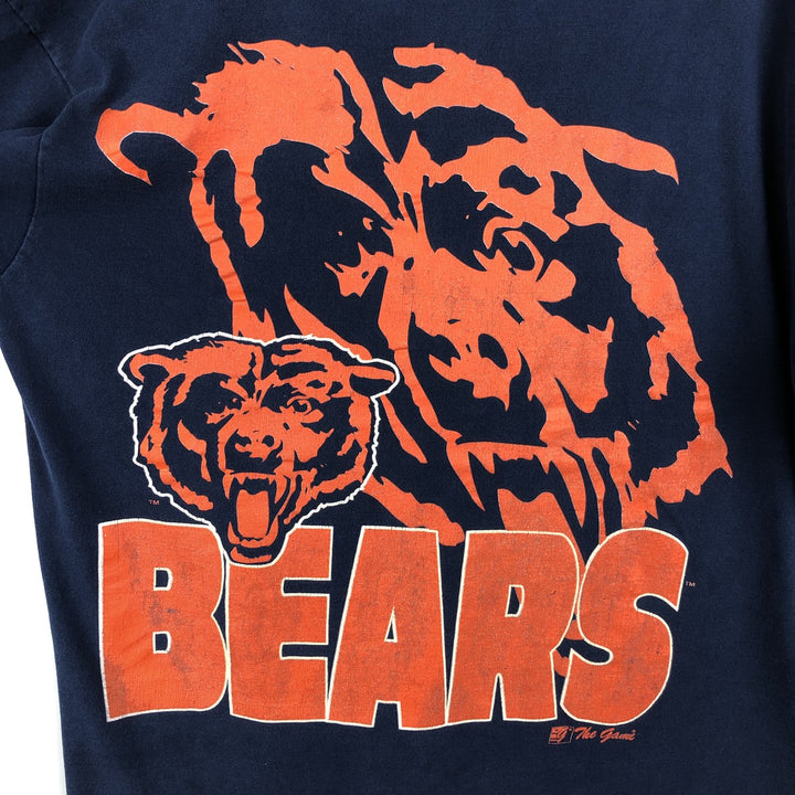 90'S The Game NFL CHICAGO BEARS Sports Print T-Shirt, Men's Size L (approx.), Vintage cotton navy blue type Vintage Second Hand
