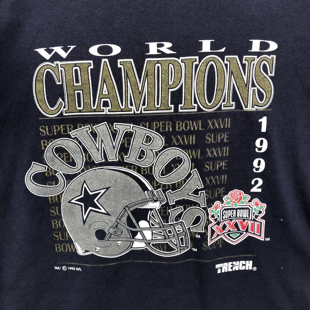 90'S JERSEYS Dallas Cowboys SUPER BOWL XXVII Sports Print T-Shirt, Made in USA, Men's Size L (approx.), Vintage cotton navy blue type Vintage Second Hand